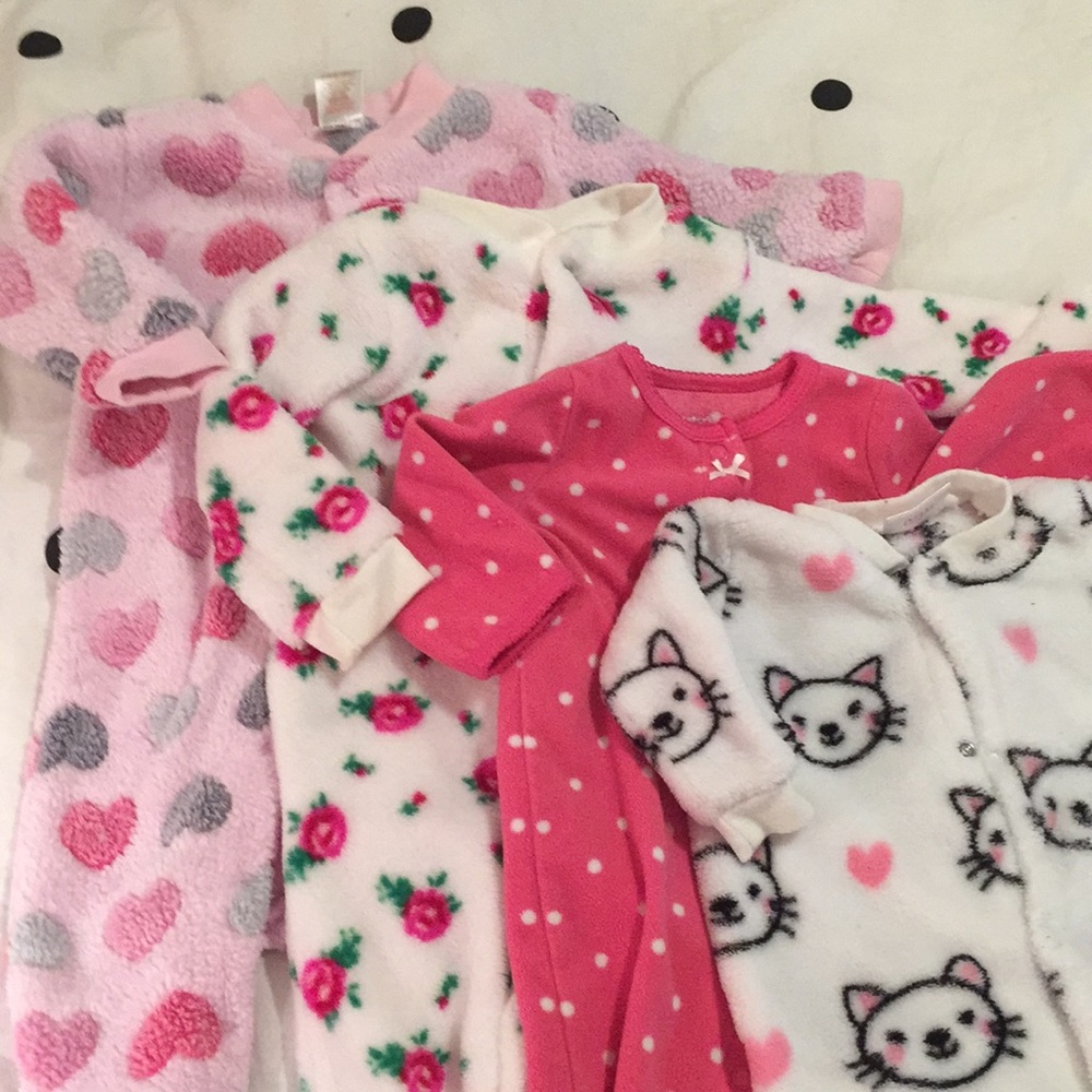 Set of Four Baby footed pajamas